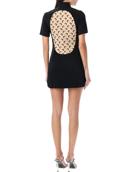 Vestido Mini de Viscosa Jacquard en Negro para Mujeres