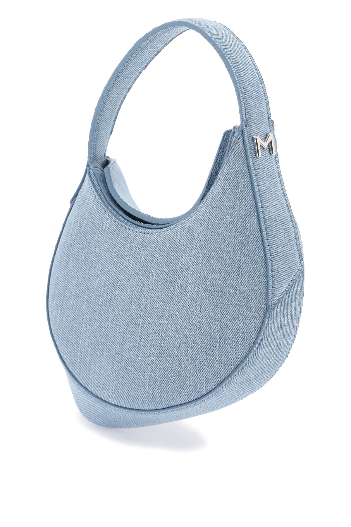 MUGLER Spiral Denim Mini Handbag in Light Blue with Leather Pocket