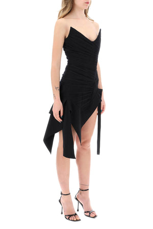 MUGLER Asymmetrical Mini Bustier Dress in Black for Women - SS24 Collection