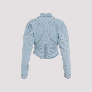 MUGLER Navy Denim Jacket for Women - SS24 Collection