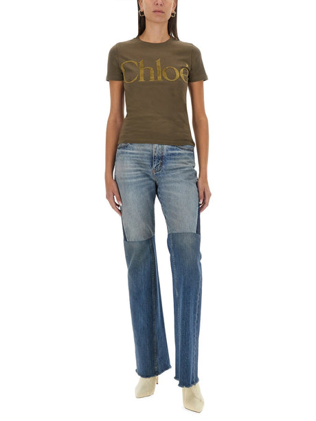 CHLOÉ Regular Fit Logo T-Shirt - Size S