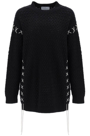 GIUSEPPE DI MORABITO Women's Black Knit Mini Dress with Rhinestone Detail