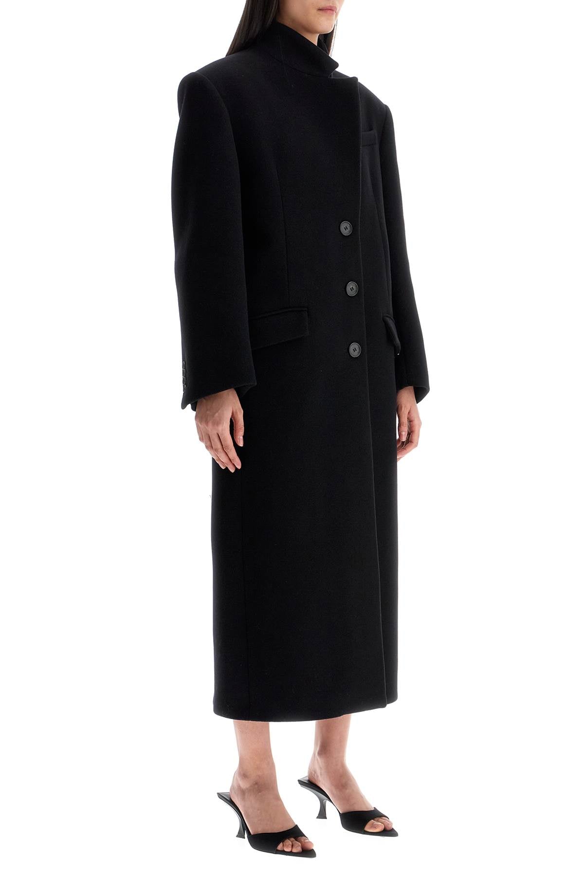 THE ATTICO Asymmetric Long Wool Jacket with Relaxed Fit