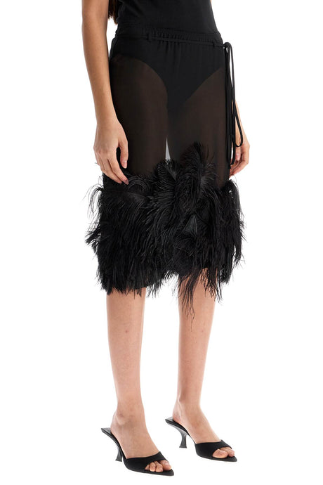 THE ATTICO Chic Low-Waisted Midi Skirt with Feather Embellishment - Size 40