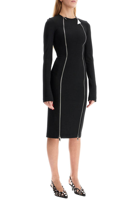 THE ATTICO Chic Midi Dress with Double Zipper Detail