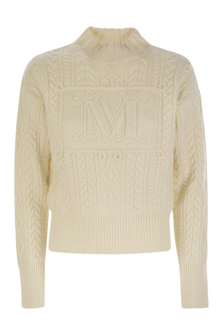 MAX MARA Mini Wool and Cashmere Sweater with Diamond Cable Knit Design