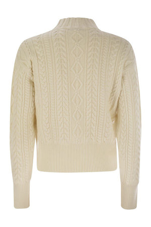 MAX MARA Mini Wool and Cashmere Sweater with Diamond Cable Knit Design