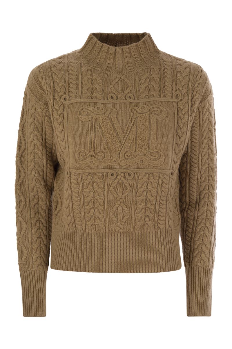 MAX MARA Mini Wool and Cashmere Sweater with Diamond Cable Knit Design