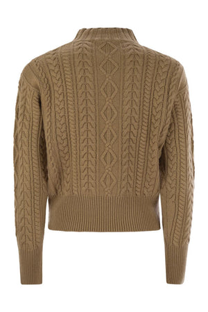 MAX MARA Mini Wool and Cashmere Sweater with Diamond Cable Knit Design