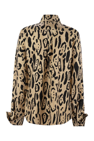 MAX MARA SPORTMAX Fitted Silk Twill Animal Print Shirt