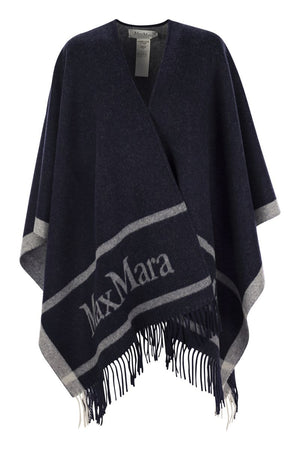 MAX MARA Wool Cape with Fringes - 162 x 131 cm