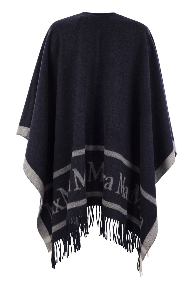 MAX MARA Wool Cape with Fringes - 162 x 131 cm