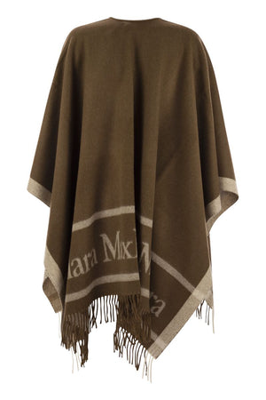 MAX MARA Wool Cape with Fringes - 162 x 131 cm