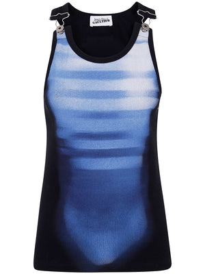 JEAN PAUL GAULTIER Ribbed Tank Top with Overall Clip for Women