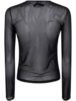 JEAN PAUL GAULTIER Mesh Long Sleeve Top with Velvet Flock