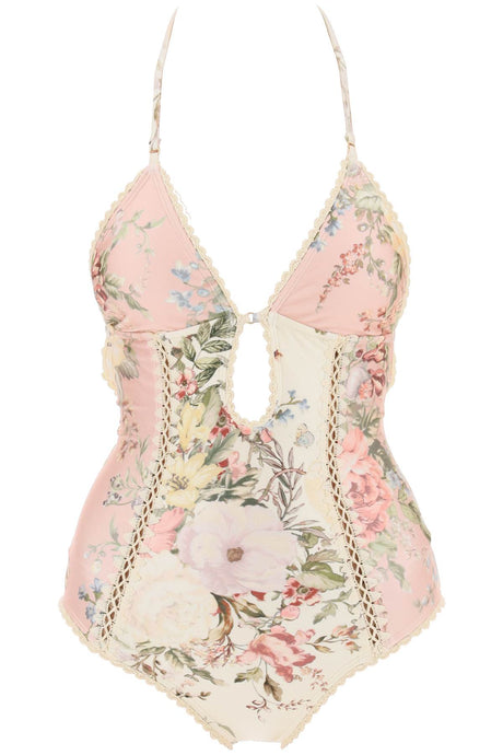 ZIMMERMANN Floral Elegance Halter One-Piece Swimsuit