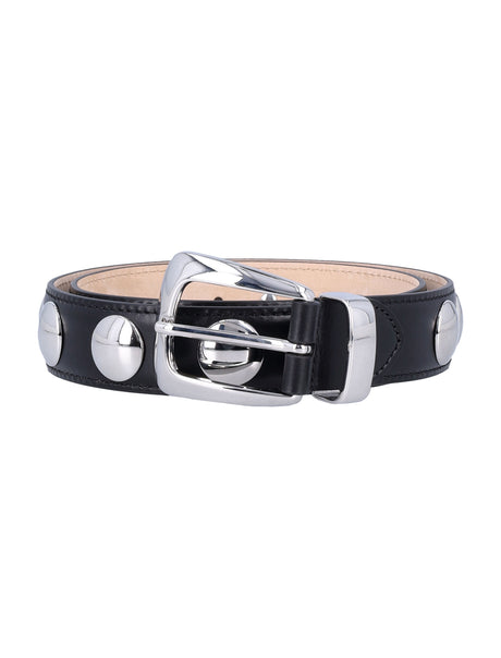 KHAITE Mini Leather Belt with Polished Silver-Toned Discs