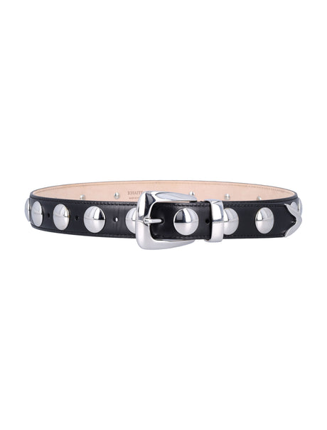 KHAITE Mini Leather Belt with Polished Silver-Toned Discs