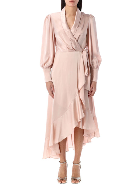 ZIMMERMANN Wrap Midi Dress with Asymmetric Ruffles - Size 1