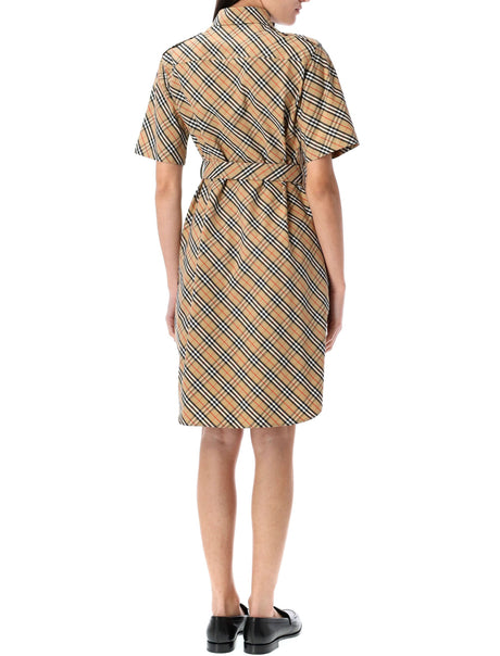 BURBERRY Relaxed Fit Mini Check Shirt Dress