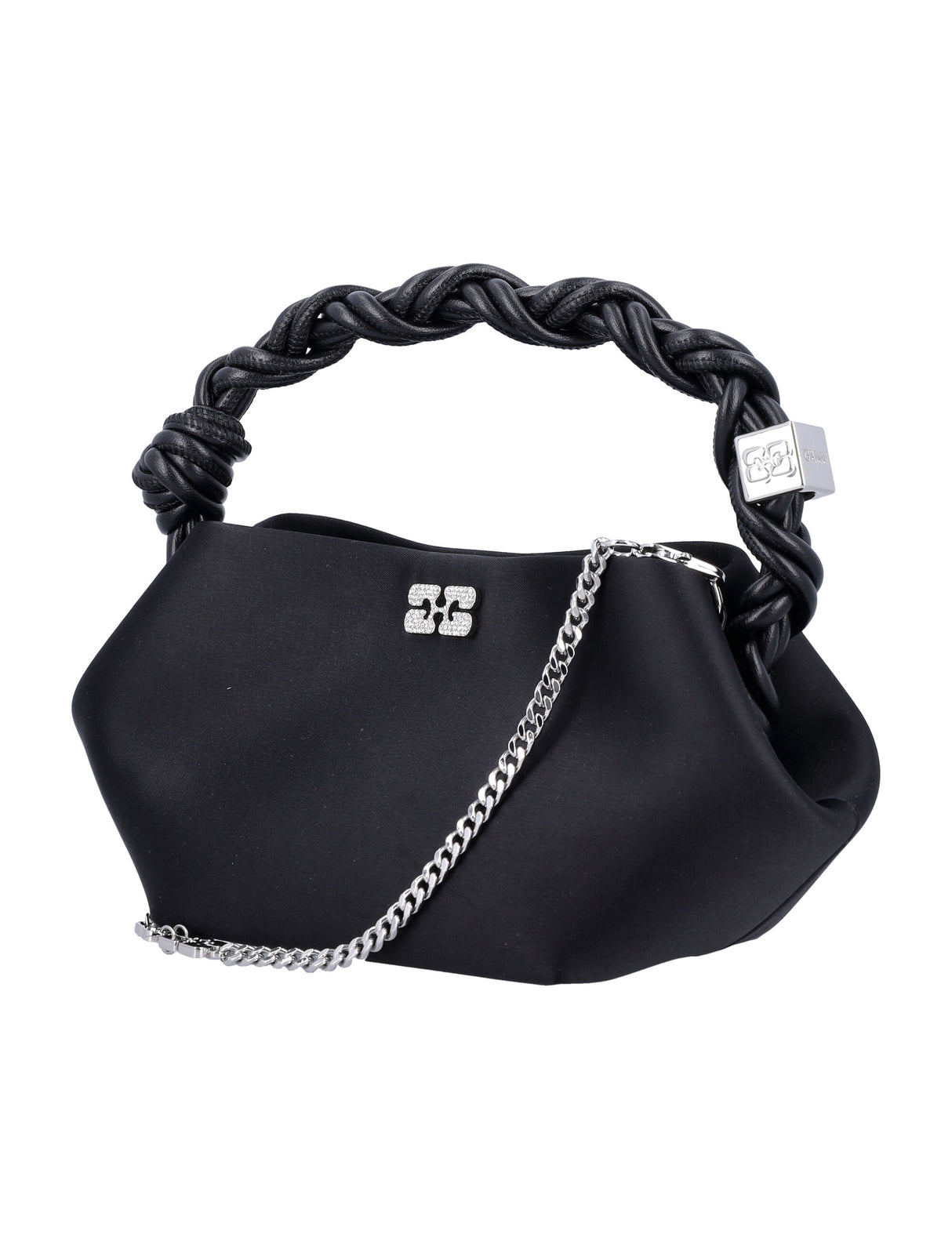 GANNI Mini Satin Handbag with Chain Strap