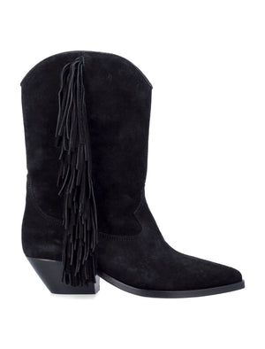 ISABEL MARANT Western Style Suede Calf Leather Boots - 4cm Heel