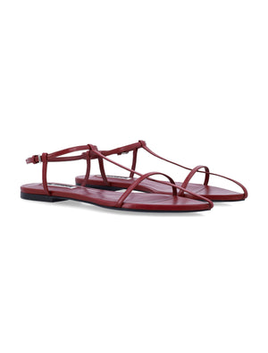 JIL SANDER Pointed Toe Interwoven Flat Cage Sandals