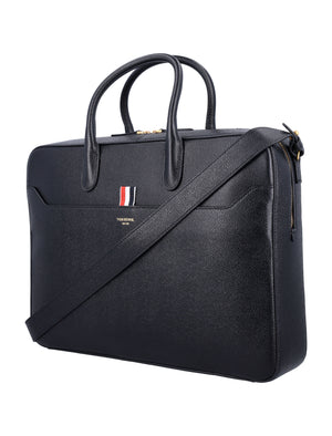 THOM BROWNE Pebble Grain Leather Business Handbag - 29cm x 40cm x 7.5cm