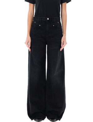 ISABEL MARANT ETOILE Wide Flare High-Waist Denim Trousers - Size 38