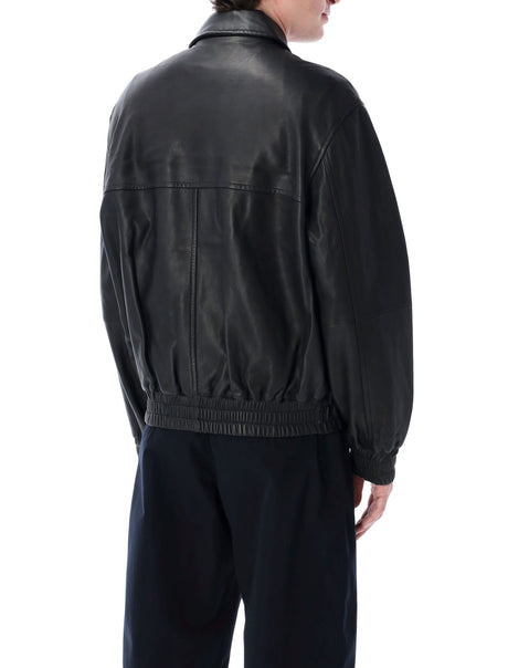 STUDIO NICHOLSON Relaxed Fit Leather Bomber Jacket