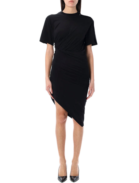 MUGLER Asymmetric Draped Mini Day Dress with Piercing Detail