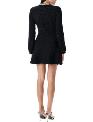 SELF-PORTRAIT Chic Sequin Knit Mini Dress with Shoulder Pads