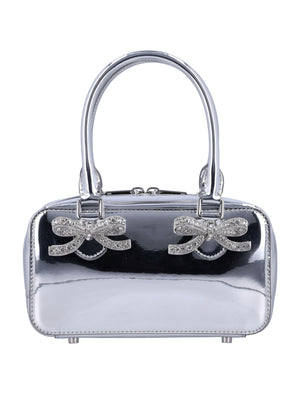 SELF-PORTRAIT Chic Metallic Leather Mini Tote Handbag