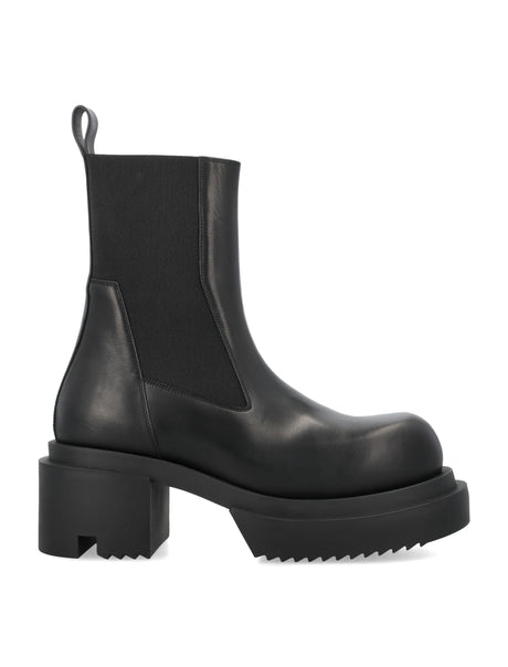 RICK OWENS Angled Heel Leather Ankle Boots