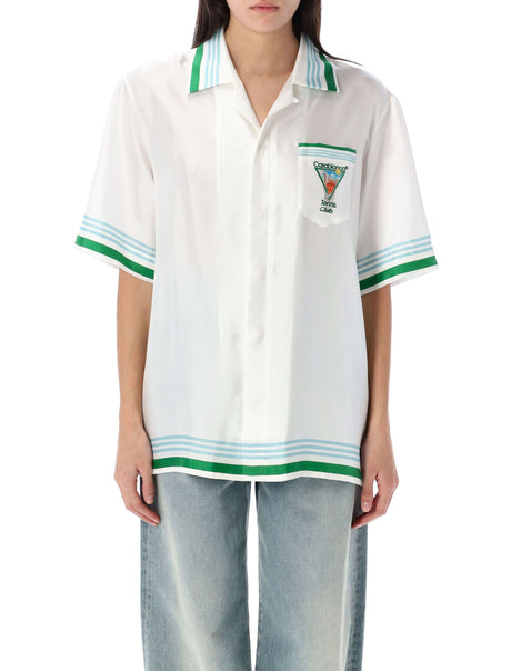 CASABLANCA Metaphysical Tennis Icon Silk Shirt - Short Sleeve