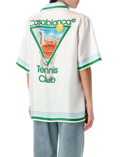 CASABLANCA Metaphysical Tennis Icon Silk Shirt - Short Sleeve