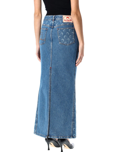 MARINE SERRE Moon Laser Denim Long Skirt - Size 36