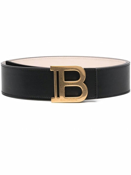 BALMAIN Elegant Calf Hair Belt for Women in Rich Autumn Brown - FW22