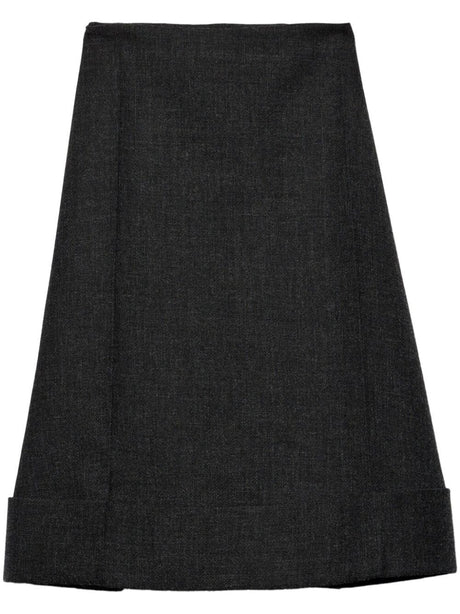 PRADA Men's Flared Midi Skirt in Luxurious Wool