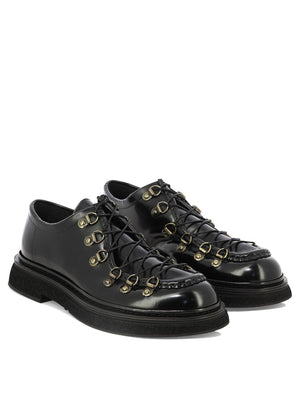 STURLINI Classic Black Leather Lace-up Moccasins for Men - FW24