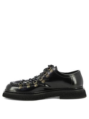 STURLINI Classic Black Leather Lace-up Moccasins for Men - FW24