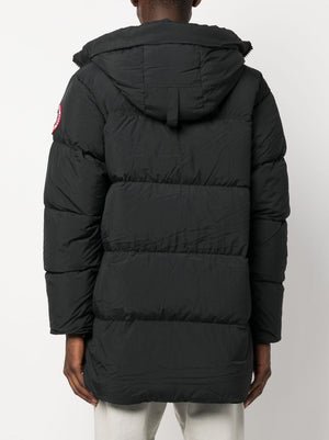 CANADA GOOSE Lawrence Mid-Thigh Length Down Jacket with Black Logo