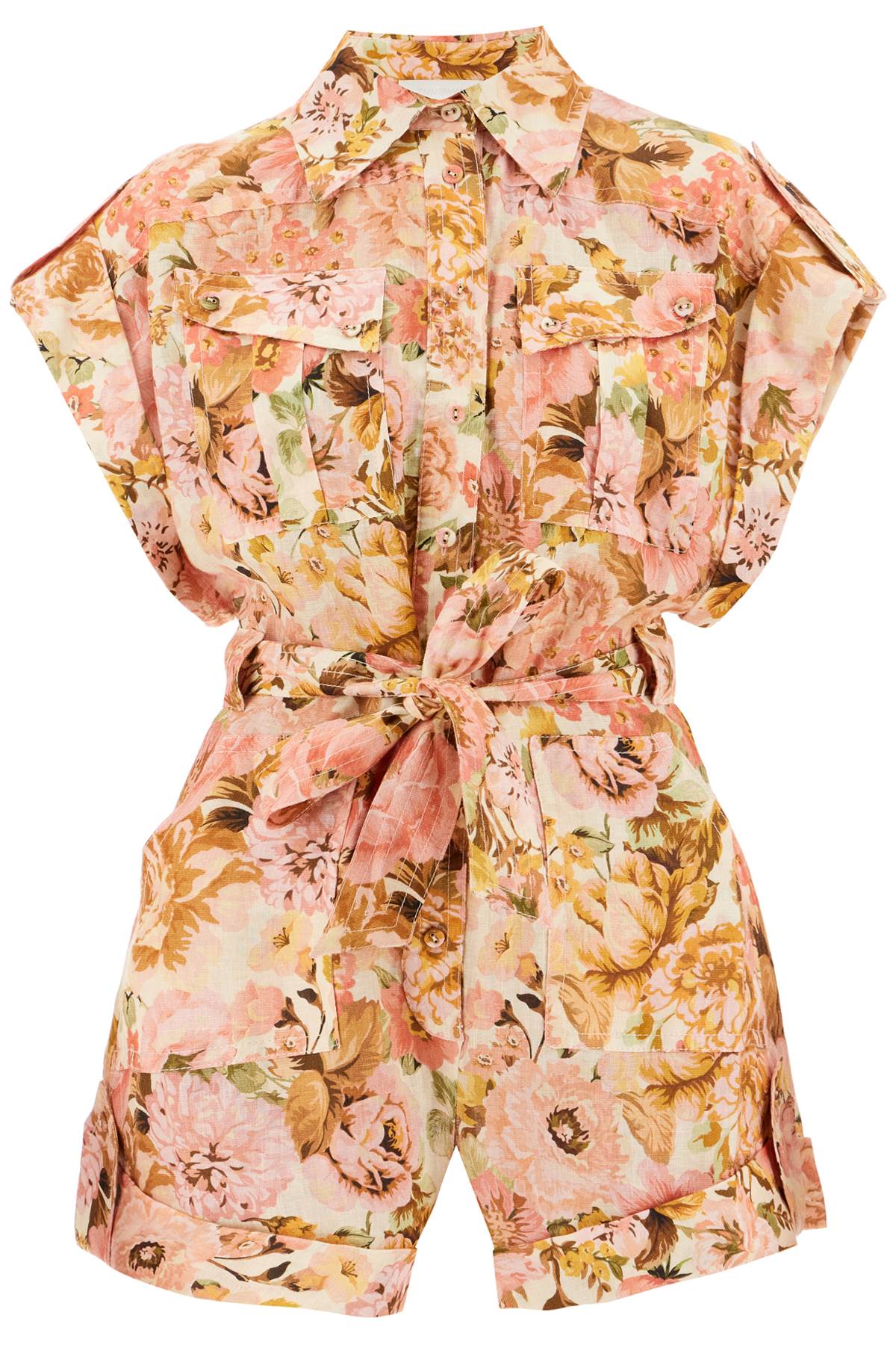 ZIMMERMANN Floral Mini Linen Jumpsuit