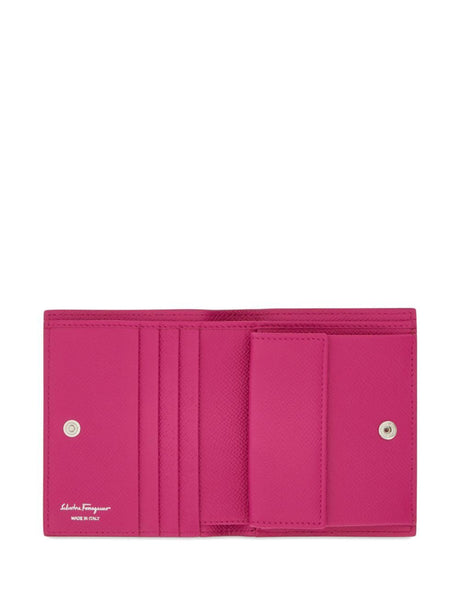 Ferragamo Compact Grained Leather Wallet - 11 x 9 cm