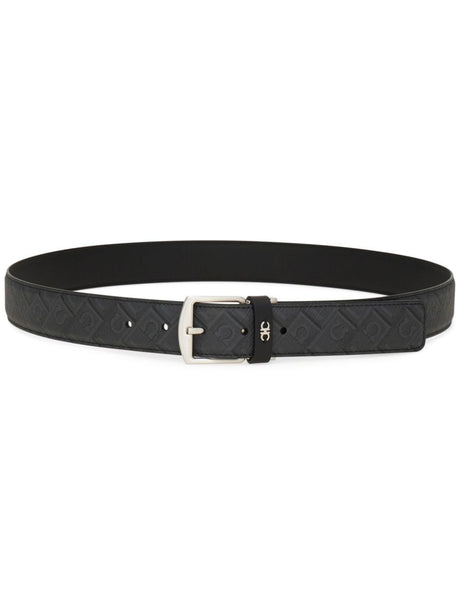 Ferragamo Reversible Monogram Print Leather Belt - 3.2 cm Height