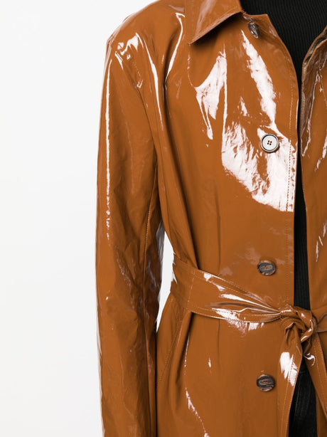Chocolate Brown Glossy-Finish Trench Jacket