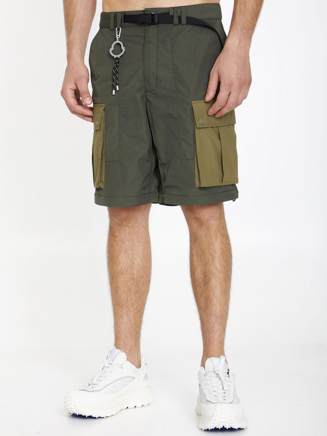 MONCLER PHARRELL WILLIAMS Military Green Cargo Pants with Multi-Pocket Design for Men