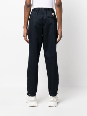 MONCLER Blue Cotton Trousers with Striped Detail for Men