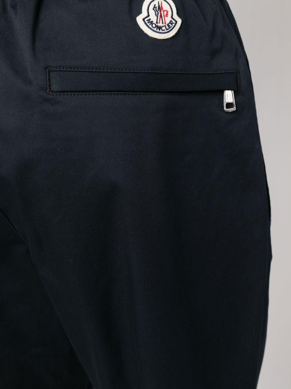 MONCLER Blue Cotton Trousers with Striped Detail for Men