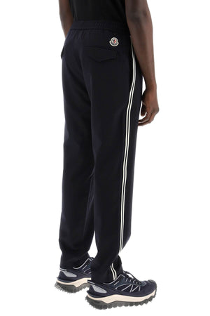MONCLER Men's Blue Sporty Pants with Side Stripes for SS24